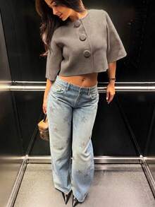 Women's Elegant Mid-Sleeve Knit Cardigan, Autumn Style - Camel - View 7