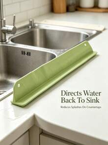 1pc Kitchen Faucet Splash Guard Silicone Mat, Green And White Optional, Sink Countertop Anti-Stain Drainage Pad, Anti-Water Accumulation Waterproof Design, Easy To Wipe Surface, Suitable For Kitchen Sink Faucet And Cookware Area - View 5
