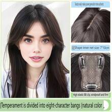 8-Character Bangs Fashion Natural Wig Hairpiece For Women, Seamless Lightweight Thin Top Hair Extension Clip-In Hair Accessory - Coffee Brown - View 17