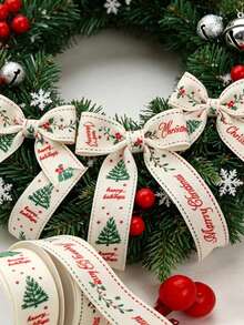 25mm Christmas Decorative Ribbon, Polyester Satin Decorative Tape, Suitable For Gift Box Packaging, Bows, Gift Wrapping, Bouquet Wrapping, DIY Handmade Decoration, Merry Christmas Gift Wrapping - Multicolor - View 6