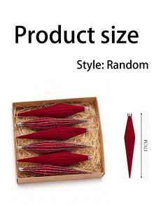2/6/12pcs Red Icicle Christmas Hanging Ornaments, Velvet Texture Ribbed Finish With Silver Stripes, Suitable For Christmas Tree, Wreath, Garland, Fireplace And Party Decoration, Holiday Home Decor, Adult Seasonal Christmas Gift - Multicolor - View 6