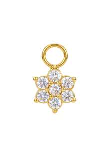 1PC 925 Sterling Silver Dainty Gold Plated Flower Dangle Charm Pendant Convertible Ear Earring Accessory Connector For Daily Wear Girls And Men Party - Gold - View 4