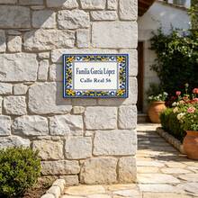 1pc Customized Mediterranean Style Metal Door Sign - 30x20cm, Spanish Style Design, Personalized Address Plate, Outdoor Entrance Sign, Home Decor, Exterior Decoration - Multicolor - View 3