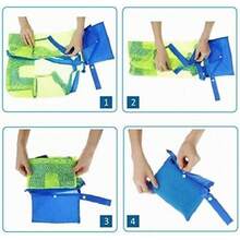 Large Mesh Beach Tote Bag, Blue Mesh Fabric With Green Straps, Zipper Closure, 18 X 12 X 18 Inch, Storage Bag For Sand‑Covered Items, Wet Towels, Pool And Travel Use - View 3