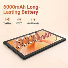 Qetupa 10.1 吋 Android 15 平板電腦,八核心處理器,4GB RAM 128GB ROM,1280x800 HD IPS 觸控螢幕,Wi-Fi 6,5MP 前置與 13MP 後置相機,6000mAh 電池,適合學生、年輕成人與家庭使用(不含適配器) - 藍色 - 查看 7
