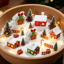 6 buah/Set, Dekorasi Model Rumah Natal Lanskap Mikro, Aksesori Resin Rumah Salju Mini, Cocok untuk Tanaman Pot di Meja, Botol, Dekorasi Rumah, Dekorasi Pesta, Sebagai Hadiah - MultiWarna - View 8