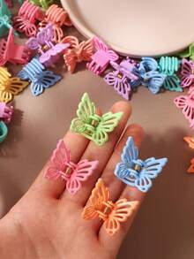 10/20/30/50/100pcs Colorful Hollow Butterfly Hair Claw Clips For Women, Side Clips, Forehead Bangs Clips, Braid Clips, Mini Elegant Princess Hair Accessories (Random Color) - Multicolor - View 4