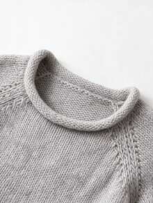 Women's Grey Textured Knit Sweater With Rolled Hem, Round Neck, Raglan Lantern Sleeves, Casual Versatile Soft Pullover, Suitable For Daily Wear In Autumn/Winter - Grey - View 7