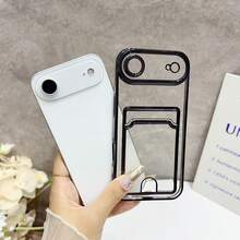 Electroplated Gold Edge Large Window Card Slot Phone Case, Raised Lens Frame Anti-Drop Protective Shell With Card Slot, Luxury Gentle Style Compatible With IPhone 18 Pro Max/18 Pro/Ultra/17 Air/18/17/16/15/14 Pro Max/13 Series, Portable Gift - Black - View 7