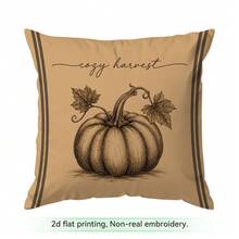 4 piezas/1 pieza Funda de almohada con patrón de ilustración de boceto de calabaza de cosecha de otoño vintage sin relleno, funda de almohada impresa por un solo lado, adecuada para sala de estar, dormitorio, decoración del hogar, funda de almohada para todas las estaciones - Multicolor 07 - Ver 13