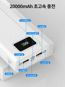 휴대용 파워뱅크, 20,000mAh 용량, PD 22.5W 고속 충전 지원, LED 디지털 디스플레이 탑재, 업무 및 야외 여행에 적합, 스마트폰, 스마트워치, 이어폰 등 다양한 기기와 호환, 휴대용 야외용 예비 파워뱅크의 최우선 선택 - 화이트 - 보기 3