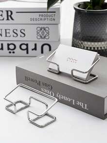 One Electroplated Metal Business Card Holder, Business Card Organizer, Party/Event Business Card Organizer, Business Card Display Stand, Desktop Display Stand. - Multicolor - View 3