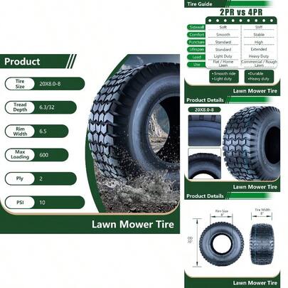 SU12 20x8.00-8 Rear 2PR Turf Lawn And Garden Tire