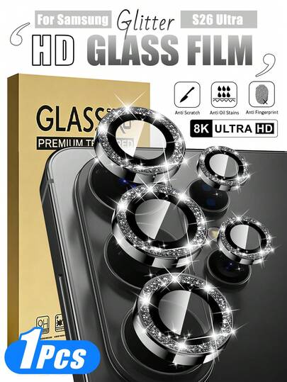Silver Aluminum Alloy Frame Camera Lens Protector Film, Compatible With Samsung Galaxy S26 Ultra/S25 Ultra/S25/S25 Plus/S24 Ultra/S24/S24 Plus/S23 Ultra/S23/S23 Plus | High Definition Tempered Glass Waterproof Shockproof Anti-Fall Anti-Scratch Anti-Fingerprint, Suitable For Phone Cases, Daily Home Office Phone Accessories, Holiday Gifts, 1pc