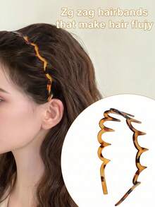 2pcs U-Shaped Comb Headband, Non-Slip Hair Accessory, Black And Tortoise Shell Plastic, Suitable For Daily Styling And Sports - Multicolor - View 8