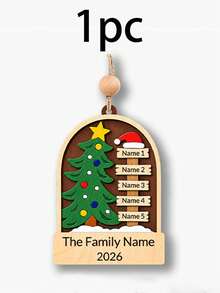 Custom Family Name Wooden Christmas Ornament, Personalized 2-5 Names Tree Decoration, Customized Xmas Keepsake Gift, Customizable Holiday Hanging Ornament For Family Parents Grandparents - Style B - View 10