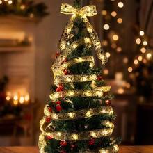 2/5/10m Outdoor Garden Battery Box Ribbon String Lights Warm Lights Colorful Lights Birthday Party Christmas Tree Halloween Decoration New Year Holiday Indoor String Lights Autumn Home Decor Wedding Anniversary Gift Surprise - Battery Box Christmas Ribbon - View 3