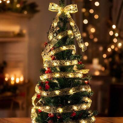 2/5/10m Outdoor Garden Battery Box Ribbon String Lights Warm Lights Colorful Lights Birthday Party Christmas Tree Halloween Decoration New Year Holiday Indoor String Lights Autumn Home Decor Wedding Anniversary Gift Surprise