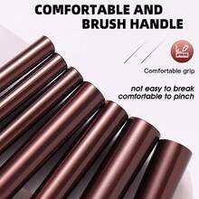 44/32Pcs Total Makeup Tool Kit, Including 32 Pcs Wine Red Flat Tricolor Brushes, 2 Pcs Coffee Short‑Handle Flat Brushes And 10 Pcs Makeup Accessories. Comfortable Grip Handles With Soft Bristles, Gentle Touch On Skin During Makeup Application - Multicolor - View 5