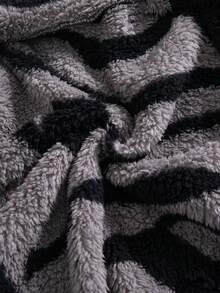 Boys' Casual Fashion Zipper Design Stand Collar Long Sleeve Jacket, Double-Sided Fleece, Autumn/Winter - Black - View 8
