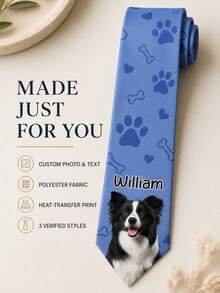 Customized Photos And Name Ties, Personalized Pet Photo Ties For Men, Gifts For Father's Day, Birthday, Wedding, Office Attire And Daily Wear. - Multicolor - View 10