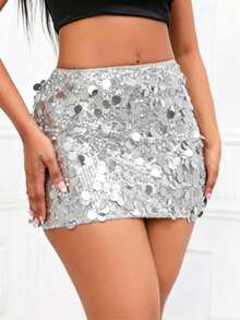 Women Mini Dresses - Silver - View 1