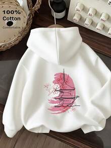 Oversized Women's Sweatshirt For Autumn And Winter, Long-Sleeve Hoodie With Pockets, Casual Top, Y2k Style, Daily Letter Slogan Graphic, White Unisex - White - View 2