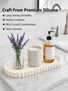 Large Capacity Bathroom Vanity Countertop Storage Tray, Decorative Silicone Wavy Edge Storage Tray, Cosmetic Storage Tray, Coffee Table Decor Tray, Can Store Detergent, Toiletries, Perfume And Candles Soap Dish - Multicolor - View 5