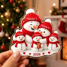 Custom Snowman Family Christmas Ornament, Personalized 2-5 Names Family Hanging Decor, Customized Snowman Christmas Tree Ornament 2026, Customizable Holiday Keepsake Gift For Mom Dad Family, Xmas Decorations - Style C - View 6