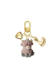 Bag Charm Flocked Calf Keychain, Bag Pendant, Backpack Charm, Decorative Accessory With Heart & Letter Metal Accent, Suitable For Girls, Students, Commuters, Birthday & Holiday Gift, Decorates Keys, Handbags, Backpacks, Daily Outfit Accent, Cute 3D Flocked Personalized Portable Accessory Gift - Multicolor - View 21