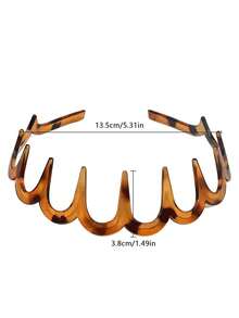 2pcs U-Shaped Comb Headband, Non-Slip Hair Accessory, Black And Tortoise Shell Plastic, Suitable For Daily Styling And Sports - Multicolor - View 11