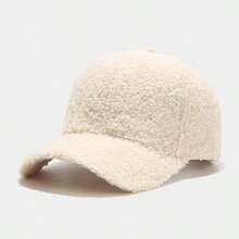 1pc Other Adorable Polyester Fleece Warm Decorative Beanie Hat For Men, Winter Fluffy Warm Baseball Cap, Thickened Baseball Cap, Versatile Solid Color Cold Hat, Autumn/Winter - Baseball Cap - View 14