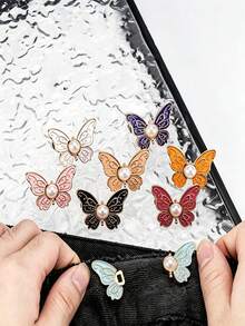 1 Set Waist Tightener, Detachable Butterfly Clip Jeans Button, Suitable For Loose Jeans, Adjustable Waist Buckle Set, No Sewing And Tools Needed, Decorative Butterfly Waist Buckle, Jeans Button Pin - Multi-color - View 5