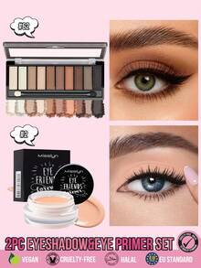 MISSLYN 2pcs Eye Makeup Kit, Must-Have Eyeshadow Shades,Eye Friends Forever Eye Primer, Waterproof Smudge-Proof Formula Boosts Color Payoff, Ideal For Back To School,Halloween Costume Looks, Everyday Commute - #Set1 - View 1
