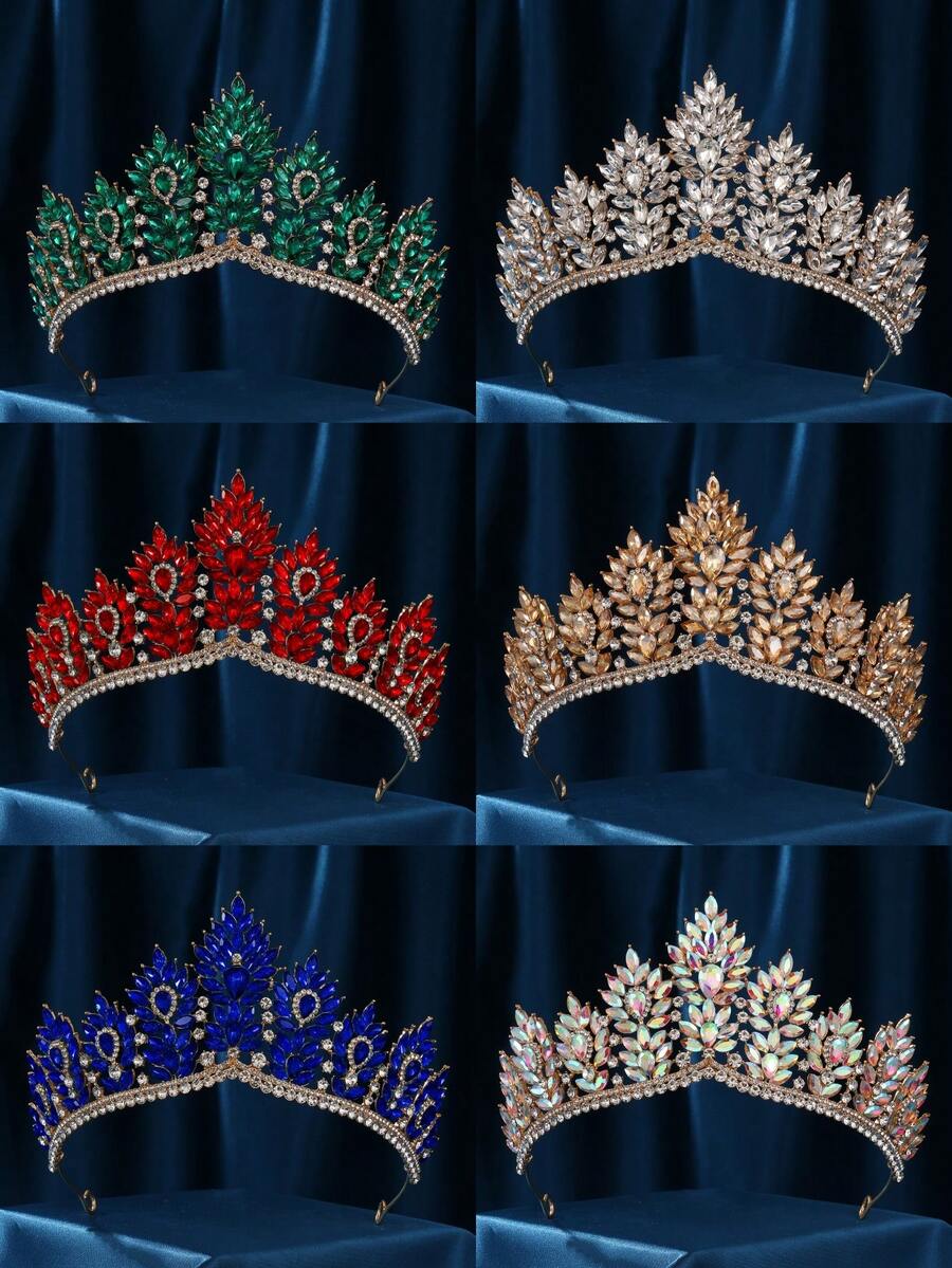 Wedding Crowns For Bride Cubic Zirconia Tiaras Bridal Diamond Headpieces Quinceanera Zirconia Headband - Multicolor - View 1