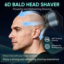 Men's Magnetic 6-Blade Electric Shaver, Home Hair Clipper, Beard And Head Hair Trimmer - Blue - View 7