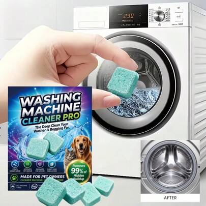 1 Box/12 Pieces Washing Machine Cleaning Tablets - Deep Clean Drum And Wash Cycle, Suitable For Front-Load, Top-Load And High-Efficiency Washing Machines - Helps Remove Residue, Pet Hair And Hard Water Scale