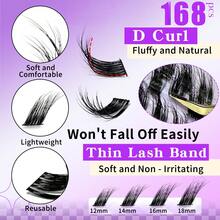 LIMEIKAI 168Pcs C‑Curl Fox Eye Slanted Lash Clusters, Mixed 12‑18mm DIY Individual False Eyelashes, Easy To Apply For Dating, Party, Travel, Festival & Photo Makeup - View 7