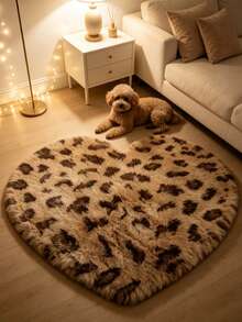 1pc Heart-Shaped Leopard Print Decorative Rug, Love & Healing Bedroom Decor, Small Rug, Carpet, Home Decor, Living Room Rug, Living Room Small Rug, Bedroom Rug, Living Room Home Decor, Outdoor Rug, Washable Rug - Multicolor 6 - View 4