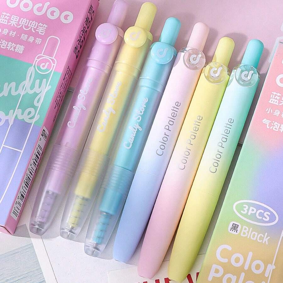 3 buah Pulpen Gel Tarik Ujung CS 0.5mm Motif Buah Biru, Gradien Rainbow Sweetheart, Pulpen Doudou Buah Biru 3.0 Versi Terbaru, Tersedia dalam Dua Seri Warna Bubble Candy/Rainbow Sweetheart, Bodi Pulpen Macaron Gradien Lembut, Segar dan Menyejukkan, Penampilan Luar Biasa, Ujung Pulpen Presisi Tinggi CS 0.5mm, Aliran Tinta Merata dan Halus, Tulisan Halus dengan Gesekan Rendah, Tidak Ada Tinta yang Tersangkut atau Goresan pada Kertas, Cocok untuk Latihan Ujian, Mencatat, dan Menulis Sehari-hari - A - View 1