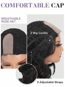 16 Inch Short Curly Wig For Side Part Short Curly Bob Wig Heat-Resistant Synthetic Fiber Texture Shoulder Length Voluminous Natural Look For Daily Party Wear - Multicolor - View 7