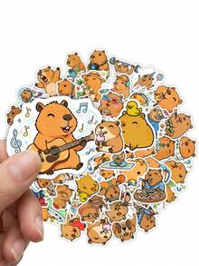 50pcs Funny Capybara Stickers, Cute Cartoon Humorous Daily Scene Capybara Patterns, Waterproof Vinyl Stickers, Suitable For Water Bottles, Laptops, Scrapbooks Decoration - Multicolor - View 3