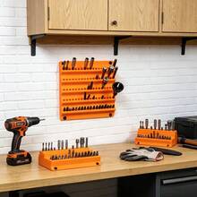 1PC Wall-Mounted Bit Storage Rack, 3D Printed Hex Bit Holder, Suitable For 6.3mm Bits, Can Hold 100 Bit Slots, Home Garage Screwdriver Tool Organizer Bracket - A - View 4