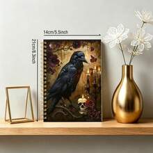 DANPERJI 1pc A5 Spiral Journal, Gothic Vintage Dark Flower Art Notebook, Dark Romantic Aesthetic, Personal Journaling & Hobby Use, Notetaking Organizer Memorandum - Gothic - View 3