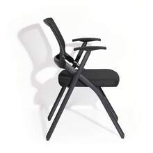 Folding Office Chair With Armrests, Mesh Conference Chair For Meeting Room - Black - No Tabletop - View 4