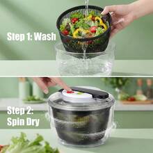 Push‑Action Salad Spinner & Colander, Multifunctional Vegetable Dryer With Drain Function, Dual‑Use Fruit Bowl, Easy Clean Kitchen Gadget For Home Kitchen Meal Prep, Practical Gift For Home Cooks & Salad Lovers - GSTSQ-5L - View 8