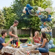 105pcs "Let's Go Fishing" Balloon Arch Decoration Set - Blue And Green Fisherman Theme Party Decor, Includes Bass Foil Balloons And Fishing Net, Suitable For 1st Birthday, Baby Shower, Retirement Party And More - View 6