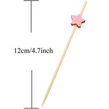 100pcs Rose Gold Star Shaped Cocktail Picks, Bamboo Fruit Appetizer Skewers, Suitable For Wedding Birthday Party Supplies - Pink - View 2