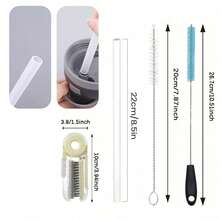 6pcs Replacement Straws, Compatible With 24/32oz Water Bottles, Reusable Plastic Straws With Cleaning Brush, Suitable For Insulated Stainless Steel Tumbler Accessories (Clear) - Clear - View 9