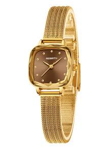 REBIRTH 1pc Women's Vintage Luxury Minimalist Fashion Casual Artistic Personalized Watch Suitable For Daily Wear - Coffee Brown - View 9